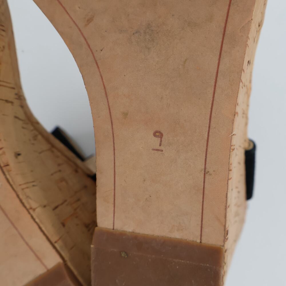 Sam Edelman Willow Black Suede Cork Wedge Sandal Size 9 - Picture 7 of 8
